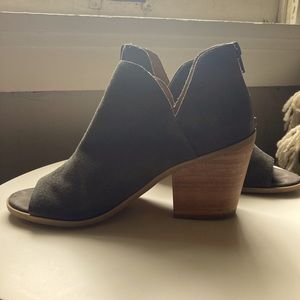 Susina suede peep toe booties.